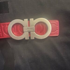 Salvatore Ferragamo Red Belt with Silver Buckle